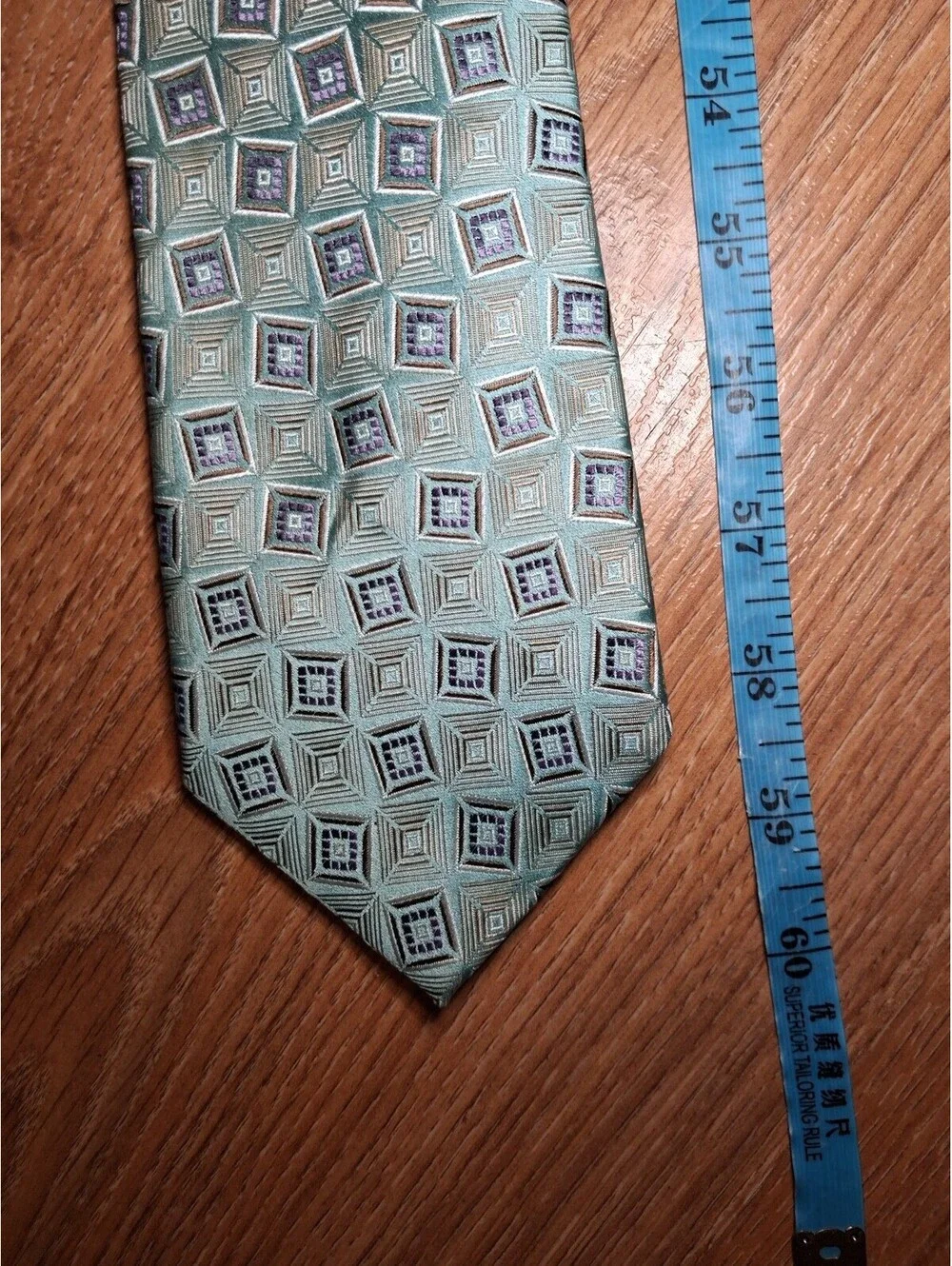 Ermenegildo Zegna Silk Tie Green Geometric Made in Italy